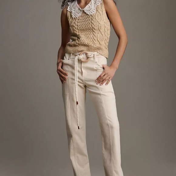 PAIGE Alexis High-Rise Tapered Cream Cargo Jeans NWTs - Picture 1 of 16